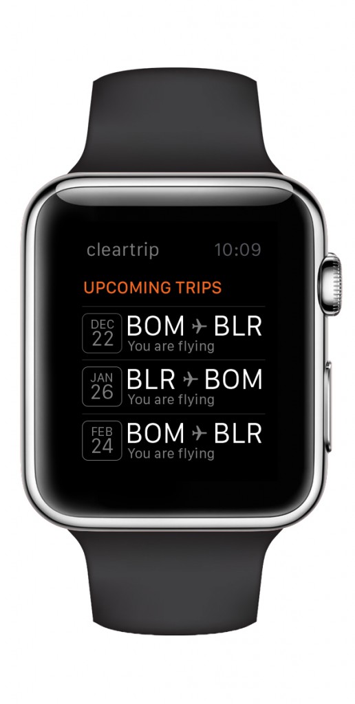 Cleartrip apple watch app upcoming flights