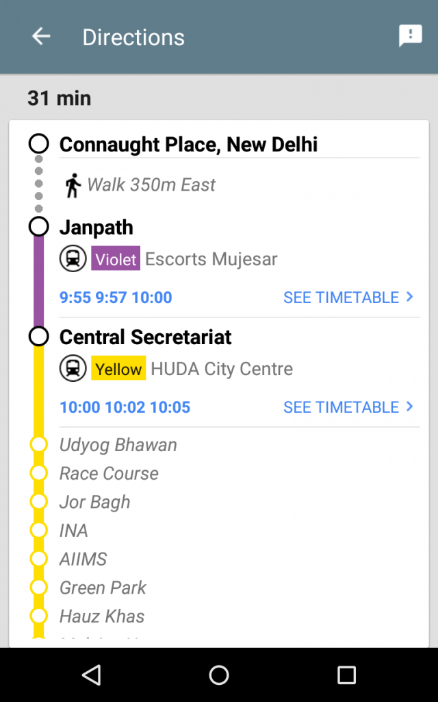 delhi public transport screenshot