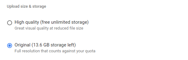 google photos storage