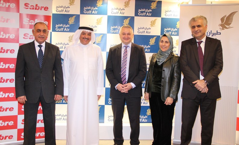 L to R: Ahmed Janahi, Gulf Air; Maher AlMussalam, Gulf Air; Dino Gelmetti, Sabre; Raida Abumaizar, Sabre; Dr. Jassim Haji, Gulf Air